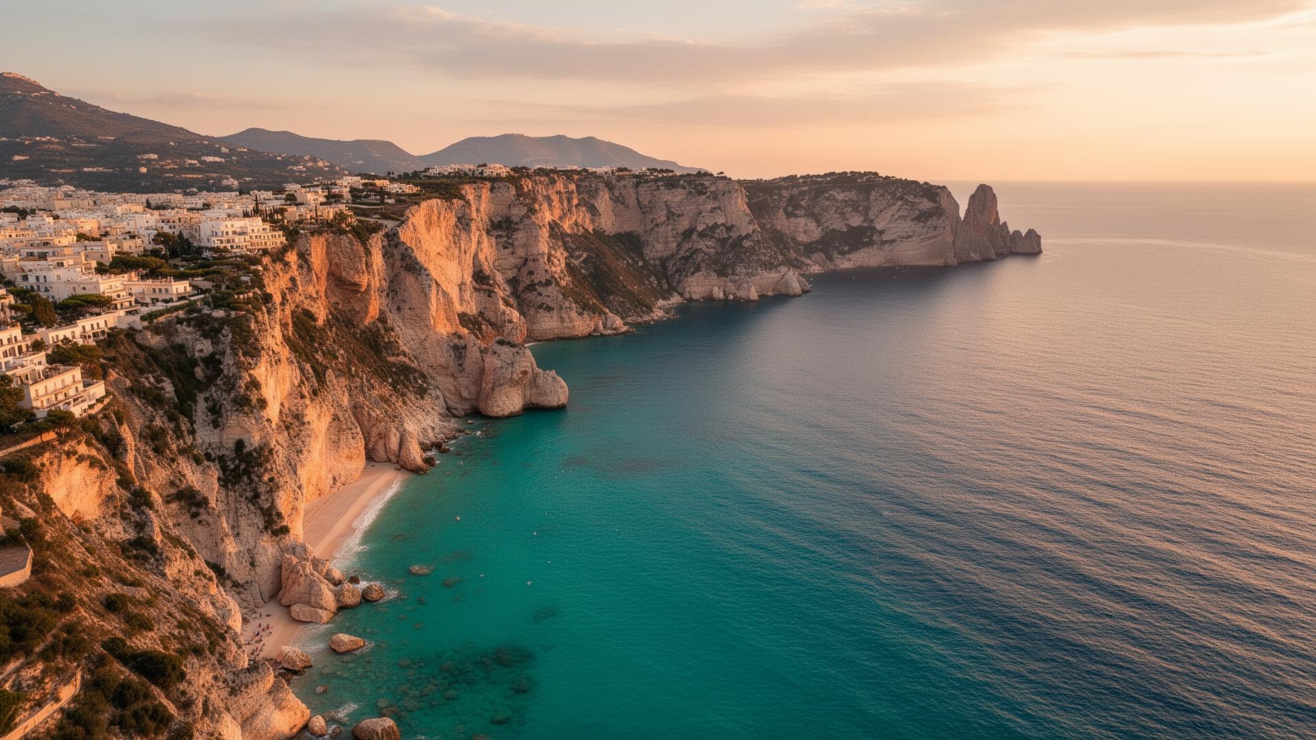 Mediterranean coastline at golden hour